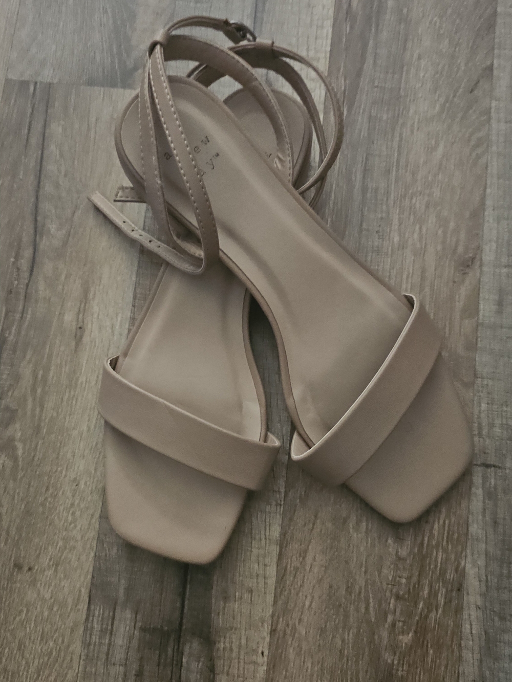 Women's Strappy Square-Toe Ankle Strap Sandals - Neutral Nude.